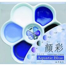 Akvarellszett 6 szín sziromtálban Gansai - Aquatic blue
