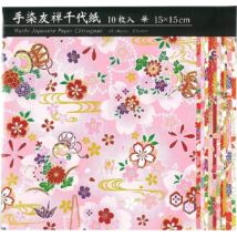 Chiyogami 15cm 10lap Yuzen Washi TZM-5015F - Flower