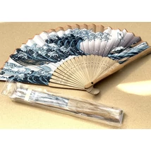 Hokusai legyező bambusz/selyem 