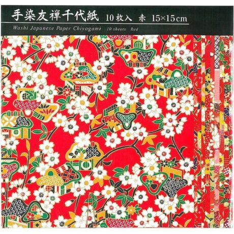 Chiyogami 15cm 10lap Yuzen Washi TZM-5015R - Red