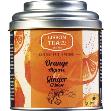 Fémdobozos gyümölcstea 75g gyömbéres narancs Lisbon Tea co.