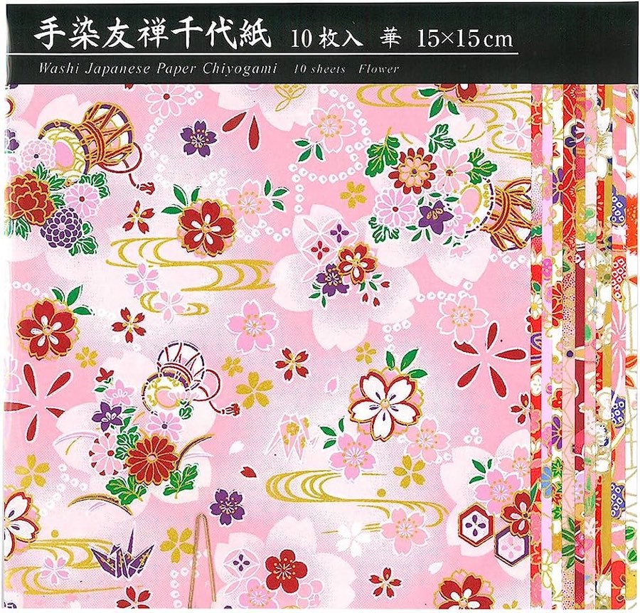 Chiyogami 15cm 10lap Yuzen Washi TZM-5015F - Flower